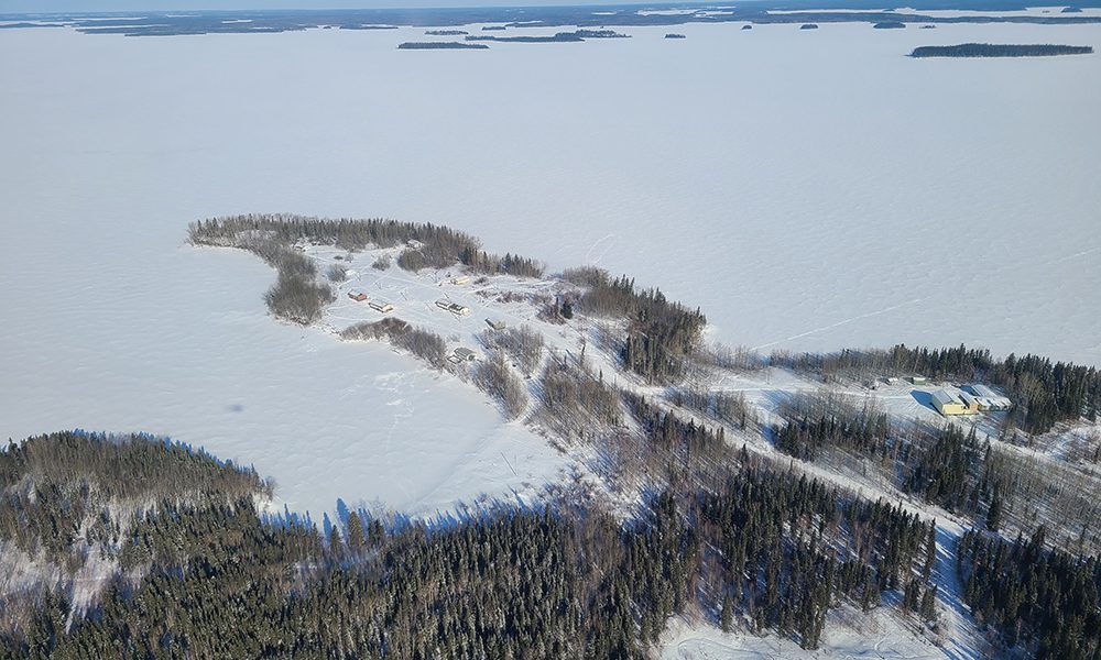 Aerial view of Granville Lake, Man.