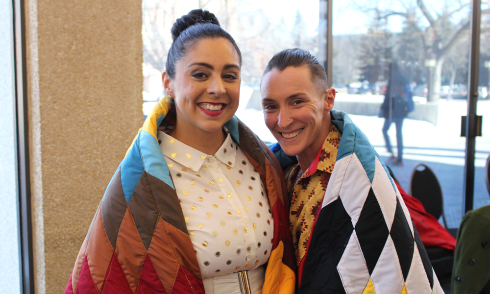 Spouses Amanda (L) and Melinda Fowler-Woods both received UM Indigenous Awards of Excellence.
