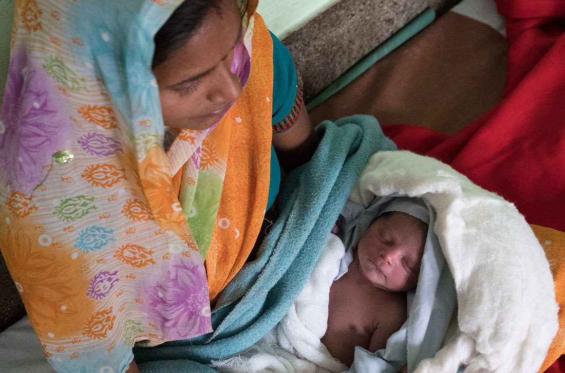 A mother and baby in India