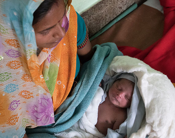 A mother and baby in India