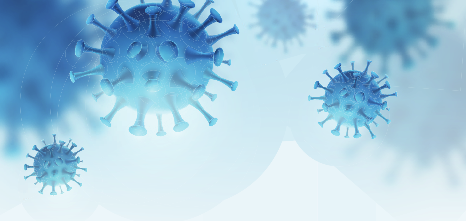 An artistic rendering of a close-up of the coronavirus.