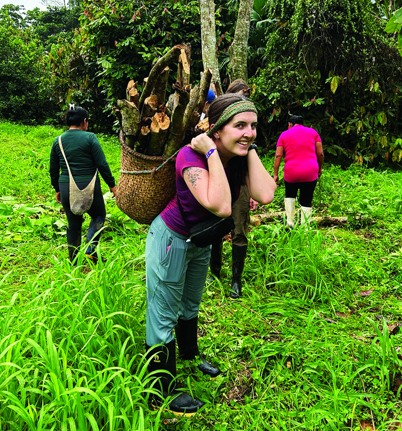 Occupational therapy student Josée Rochon works in the rainforest.