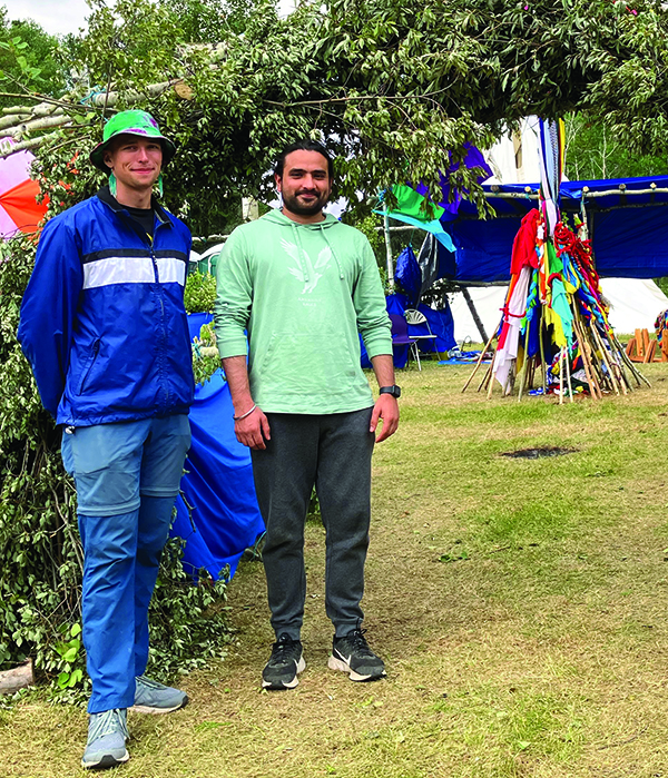 Cutline: Recent nursing grads Jordan Braun (left) and Karanpreet Singh at a sundance lodge.