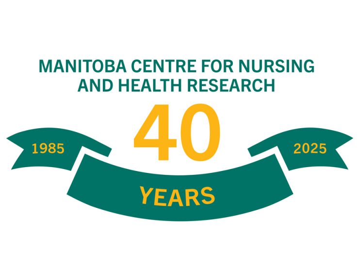 Graphic image celebrating 40 years of the Manitoba Centre for Nursing and Health Research.