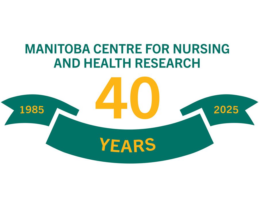 Graphic image celebrating 40 years of the Manitoba Centre for Nursing and Health Research.